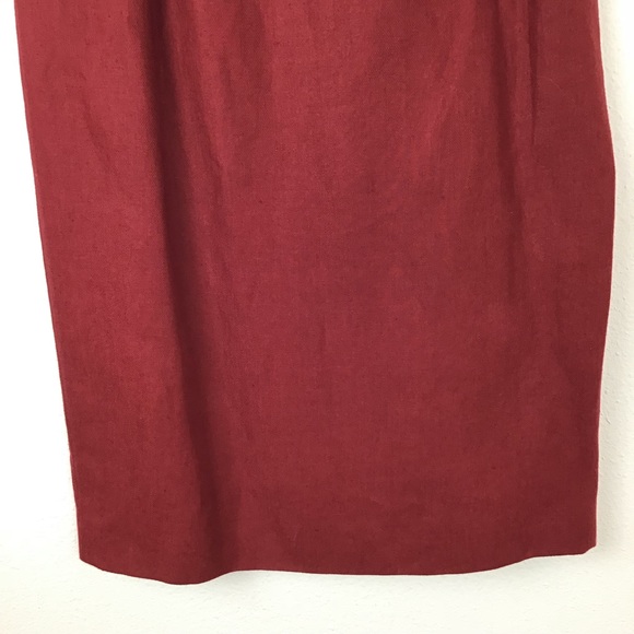 Rena Lange Pencil Skirt Linen Red 34 Knee Length - Picture 3 of 6
